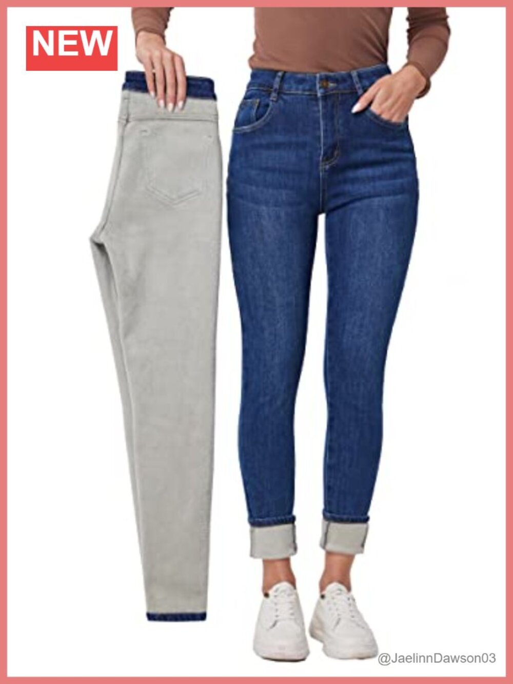 Fleece Lined Jeans Women's Thermal Flannel Lined Skinny Stretch Denim Winter